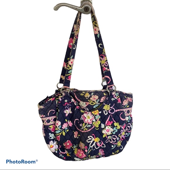 Vera Bradley Handbags - Vera Bradley Purse Retired Ribbons print navy pink